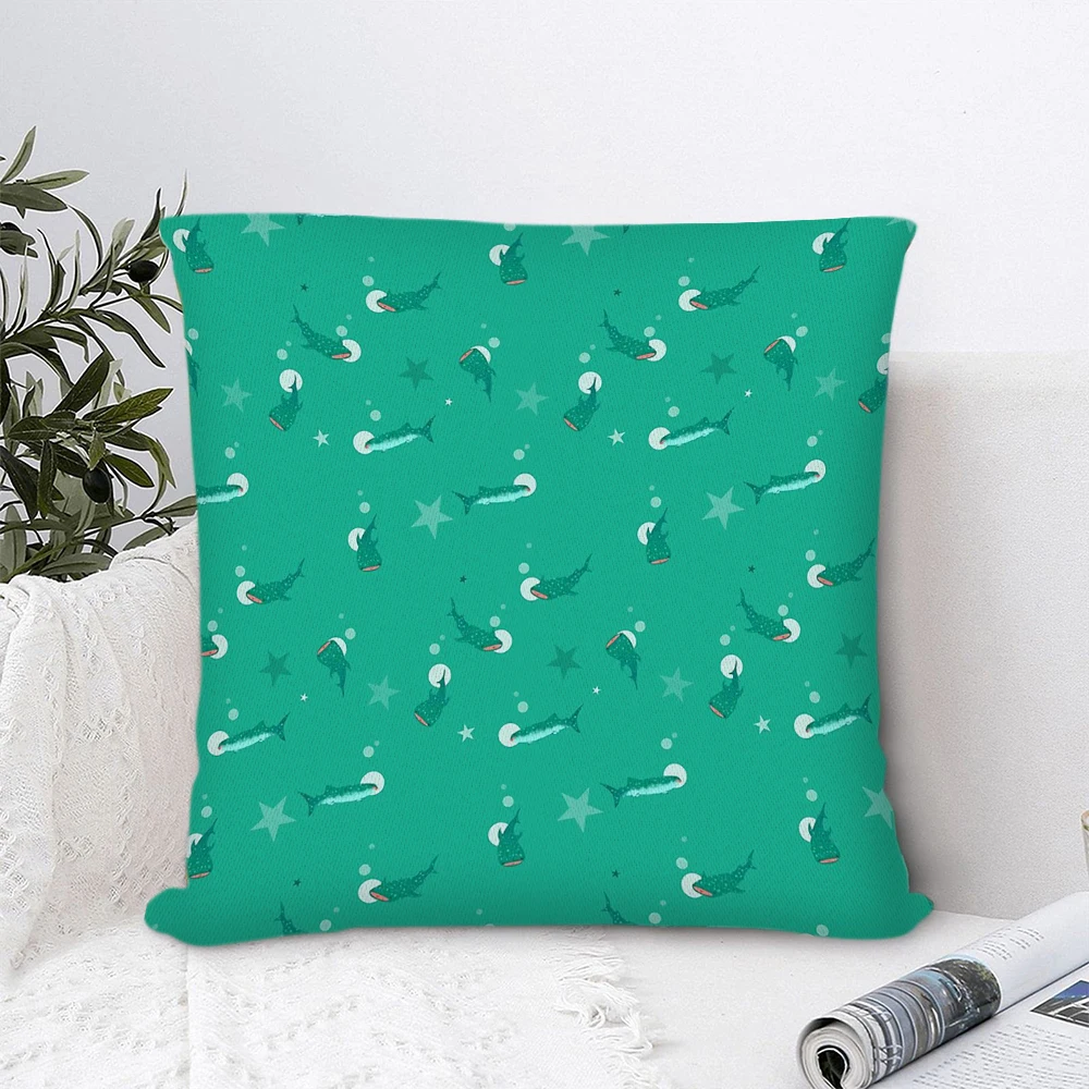 

Teal Whale Shark Pillow Cover Decorative Pillows for Sofa Bedroom Pillow Cases Home Decor Cushion Covers 45*45cm