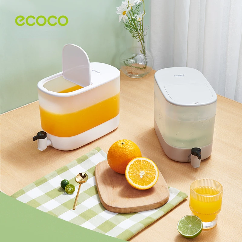 

ECOCO кувшин для холодной воды, бытовая банка с краном, большой чайник для фруктов, чайник, Крутое ведро для напитков, холодильник, посуда для н...