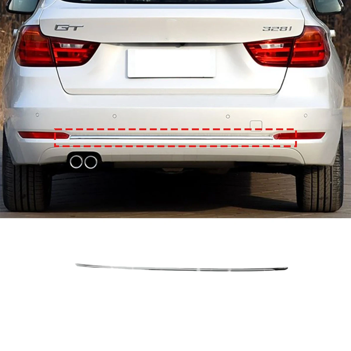 

51127308842 51127308843 Задний бампер, хромированная накладка, защитная резиновая полоса для BMW 3 серии GT F34