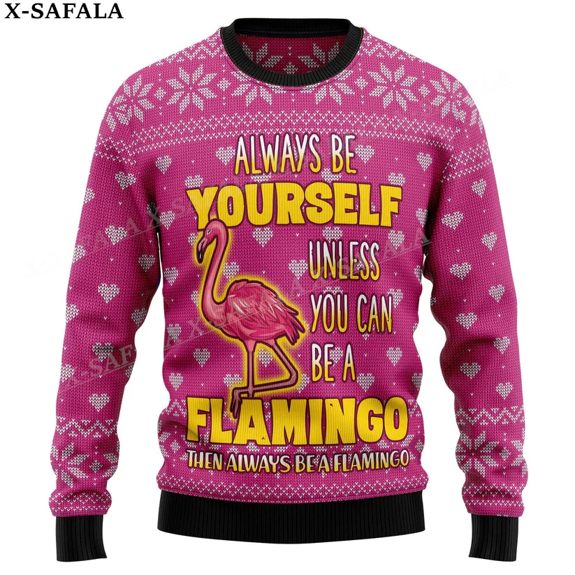 Смешные свитера в виде фламинго веселые Джемперы на Хэллоуин и Рождество