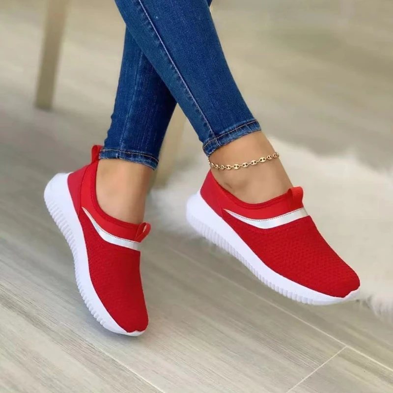 

New Women's Casual Shoes Fashion Fly Woven Mesh Breathable Sneakers Slip-on Light Comfortable Loafers Tenis Sapatilha Feminino