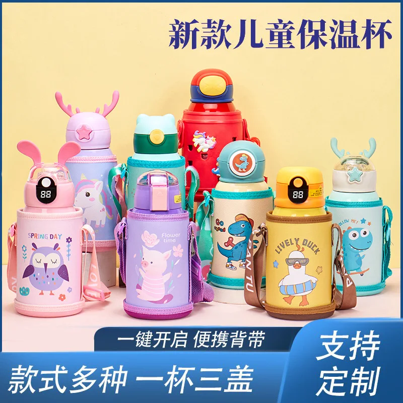 

Food Terms 316 Stainless Steel Intelligent Children's Heat Preservation Cup Baby Kettle Lovely Student Straw Water Gift