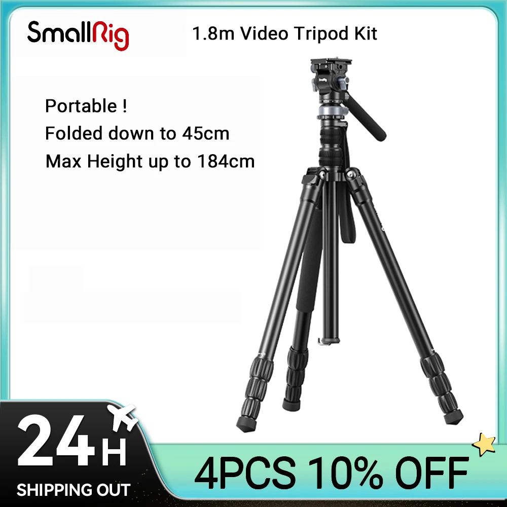 

SmallRig FreeBlazer Aluminum Alloy Video Tripod CT190 with Integrated Bowl Base Fluid Head Telescopic Handle 4319