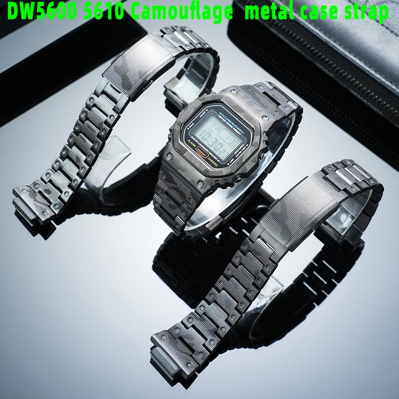 Фото Комплект для модификации часов Casio G-SHOCK DW-5600 GW-M5610: камуфляжный металлический корпус и ремешок, титановый стальной безель, набор для мужчин. №3