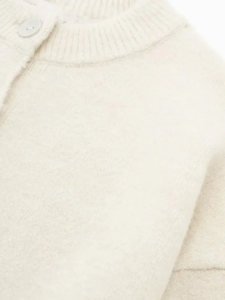 KAOPU ZA женский тонкий вязаный кардиган винтажный с круглым вырезом и длинными