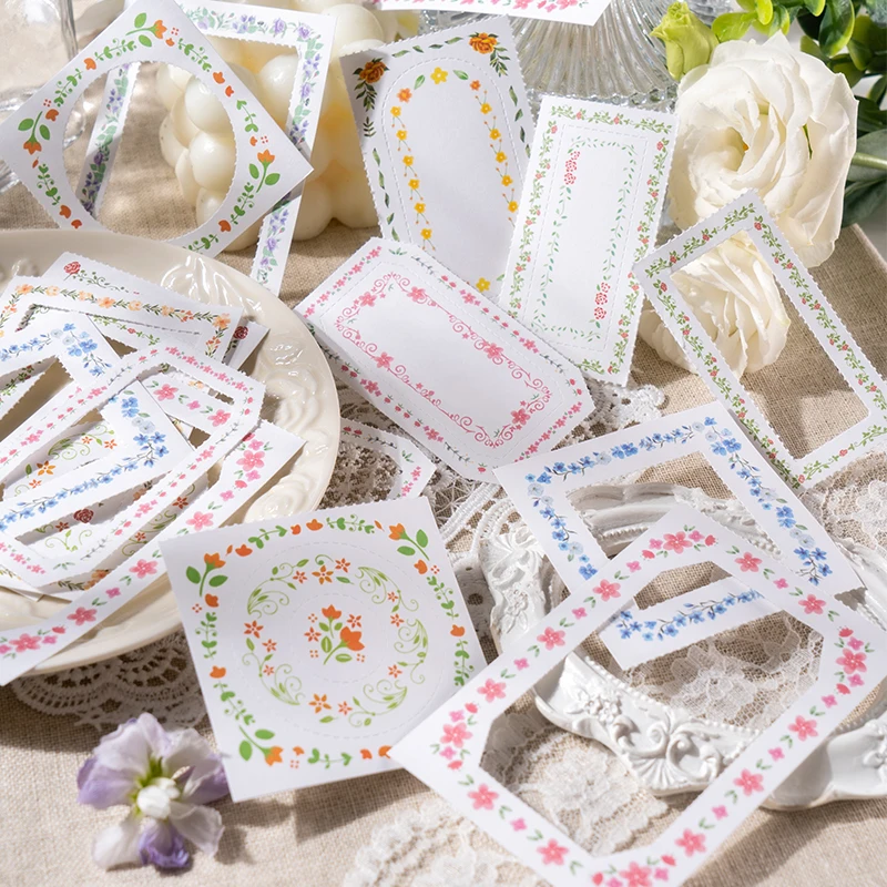 

30Sheets Border Flowers Memo Bloom Base Paper Material Collage Backing Writing Plant Note Notebooks Scrapbooking 146*68mm