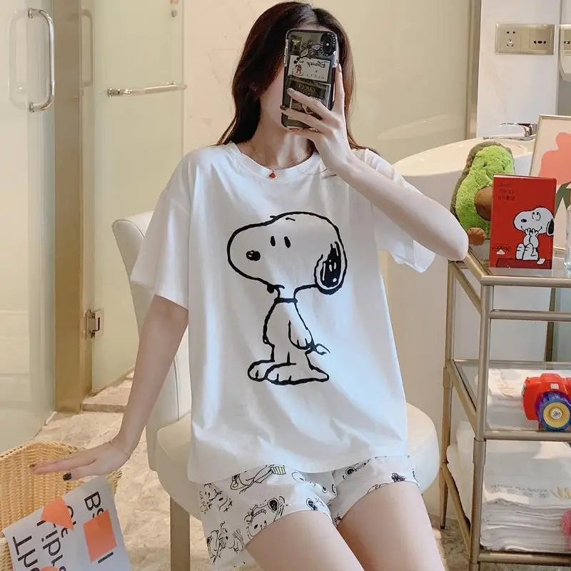

Snoopy Fairy Cute Pajamas Summer Cotton Comfortable Short Sleeve Pajamas Women Girl Cartoon Kawaii for Girl Birthday Gift