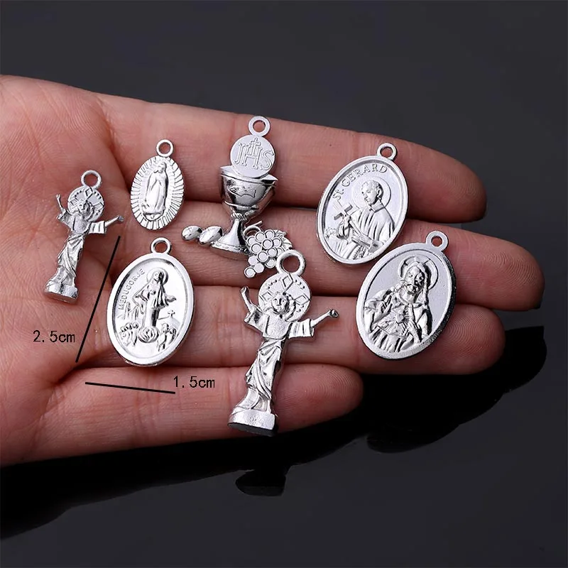 

10 Pieces/Catholic DIY Jewelry Making Jesus Cross Pendant Necklace Small Amulet Accessories
