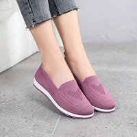 2022 summer mesh womens cloth shoes lightweight soft sole mother shoes breathable fly woven women oxford loafers