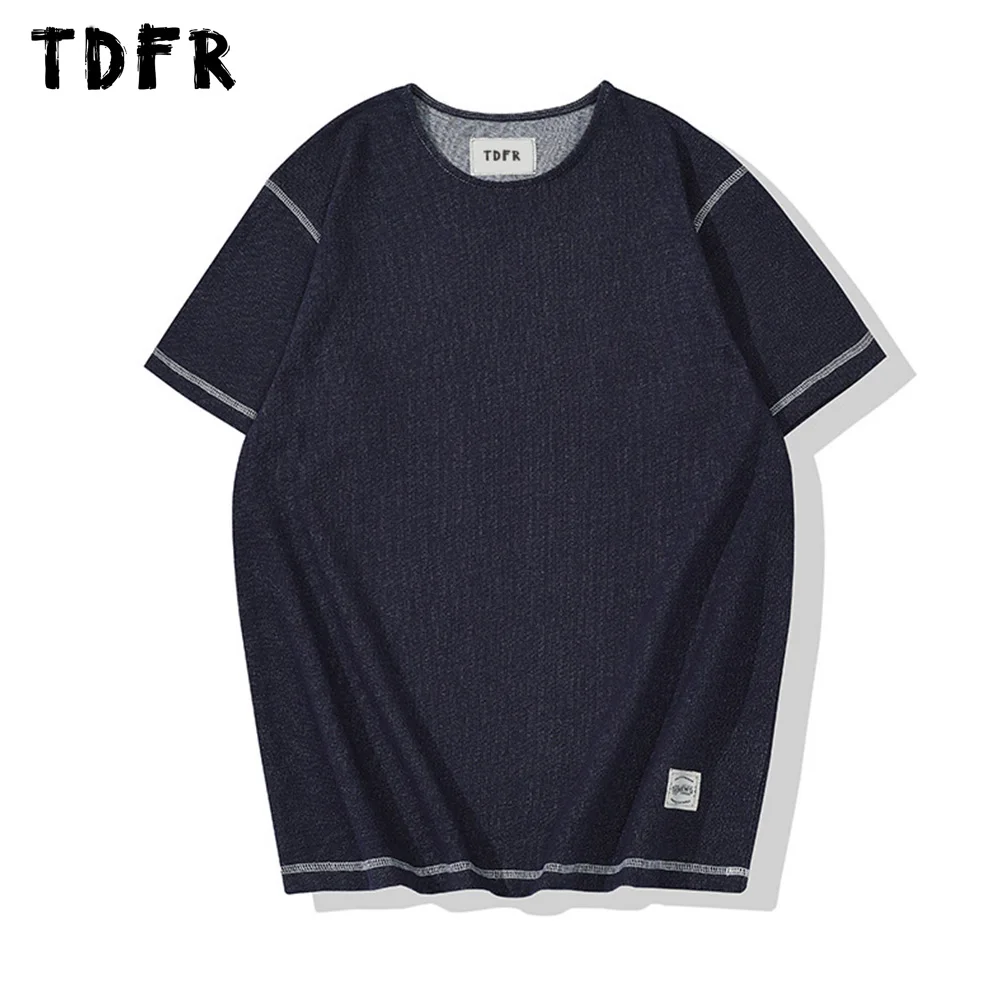 

Футболка мужская простая базовая с коротким рукавом, Свободный Топ с вышивкой, Повседневная рубашка с круглым вырезом и рукавом до локтя в с...