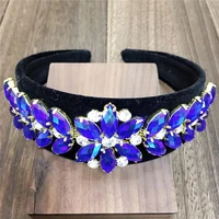2022 blue crystal color baroque wide side jeweled headband for women hair accessories hair band headdress hair accessori