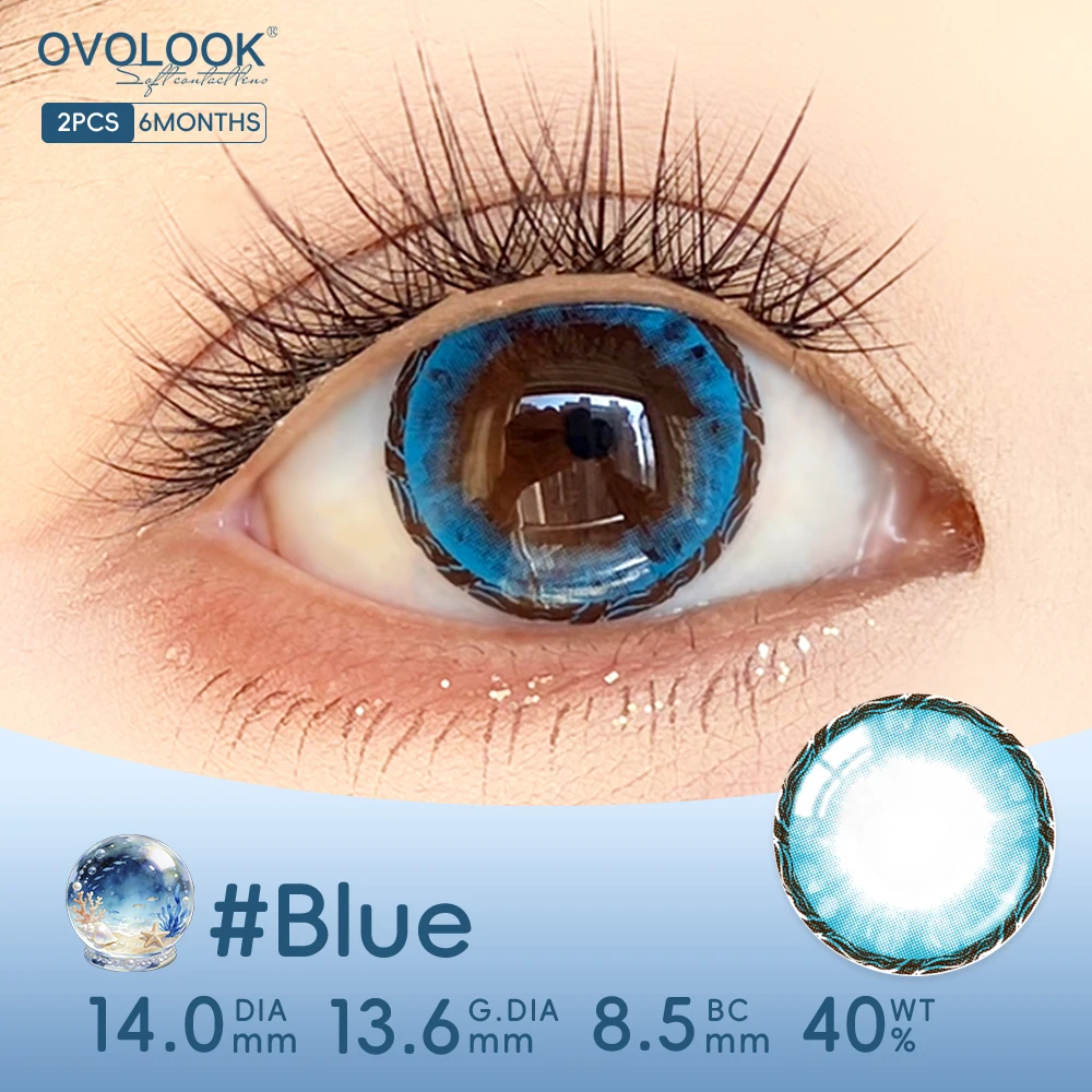 Фото OVOLOOK - Цветные контактные линзы для косплея в русском стиле, увеличивающие зрачок, цвета: Лесной зеленый/Темно-синий/Красный, для длительного ношения №5