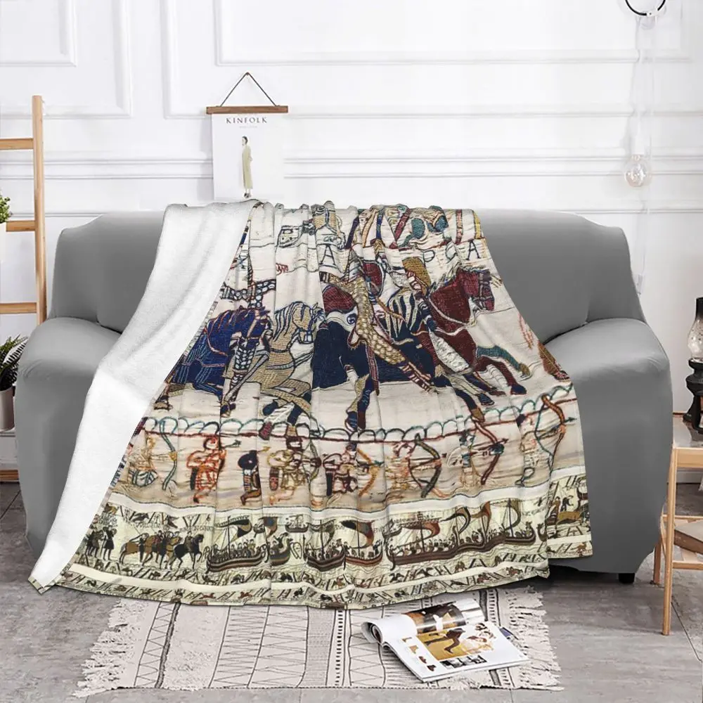 

The Bayeux Tapestry, Battle Of Hastings,Norman Knights Horseback Throw Blanket,Warm Cozy Fuzzy Plush Blankets for Bed Couch Sofa