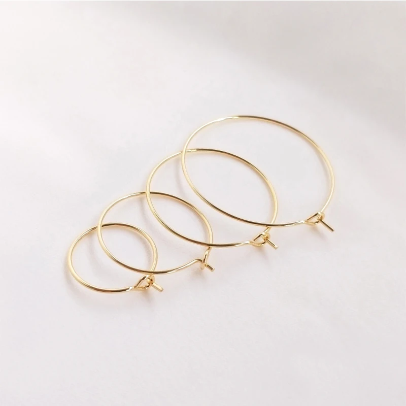 

14K Real Gold Plated Hoops Earrings Big Circle Ear Fashion Earrings Hoop Findings Free Shipping Jewelry Making Supply