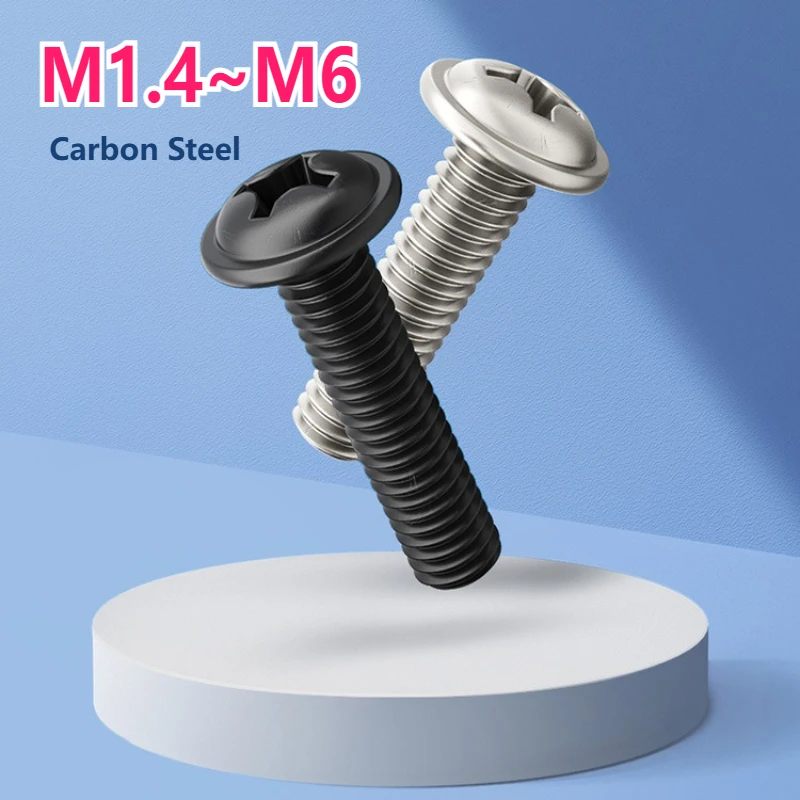 

Черные никелированные винты с шайбами из углеродистой стали M1.4-M6