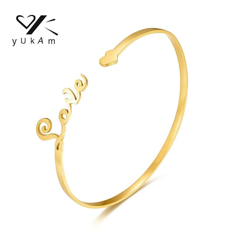 YUKAM Frosting and Smooth Surface Steel Bangle Customized Bracelets for Women Woman Custom Gift Women's Bracelet Stainless Gifts