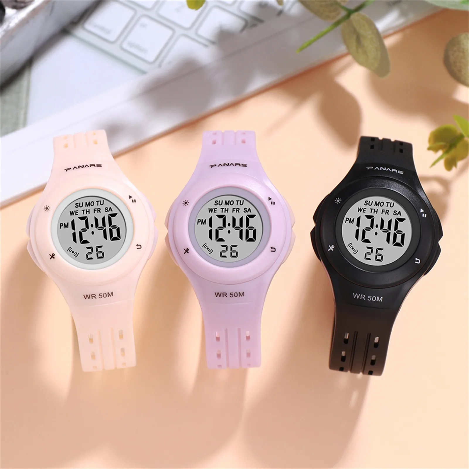 

Electronic Watch Solid Color LED Digital Display 30M Waterproof Sport Watch for Women PU Strap 2021 New Wristwatch Reloj Mujer