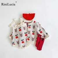 rinilucia baby clothes new korean baby one piece clothes cartoon long sleeve romper and sweater 2 pieces kids sets