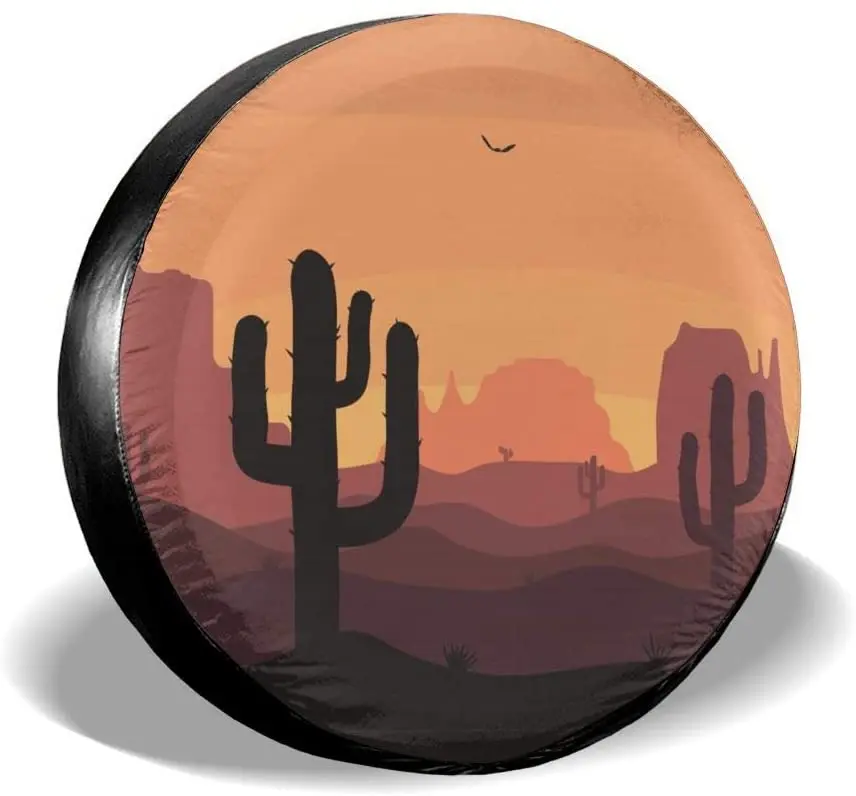 

Foruidea Desert Sunset Cactus Spare Tire Cover Waterproof Dust-Proof UV Sun Wheel Tire Cover Fit for Jeep,Trailer, RV,