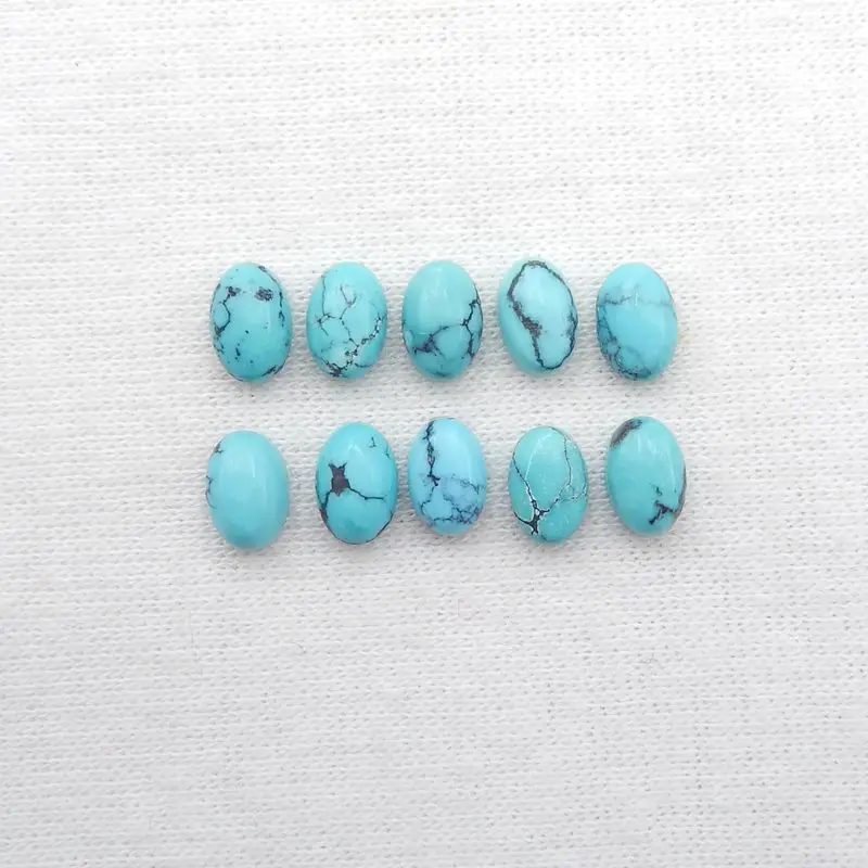 

10Pcs Fashion Jewelry Natural Stone Turquoise Cabochons Set,7x4x3mm,1g Semiprecious Jewelry Making