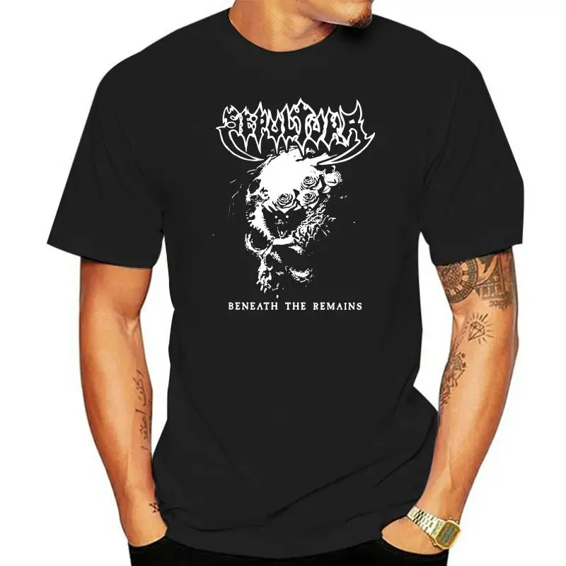 

Черная футболка Sepultura из хлопка с надписью под надписями, все размеры
