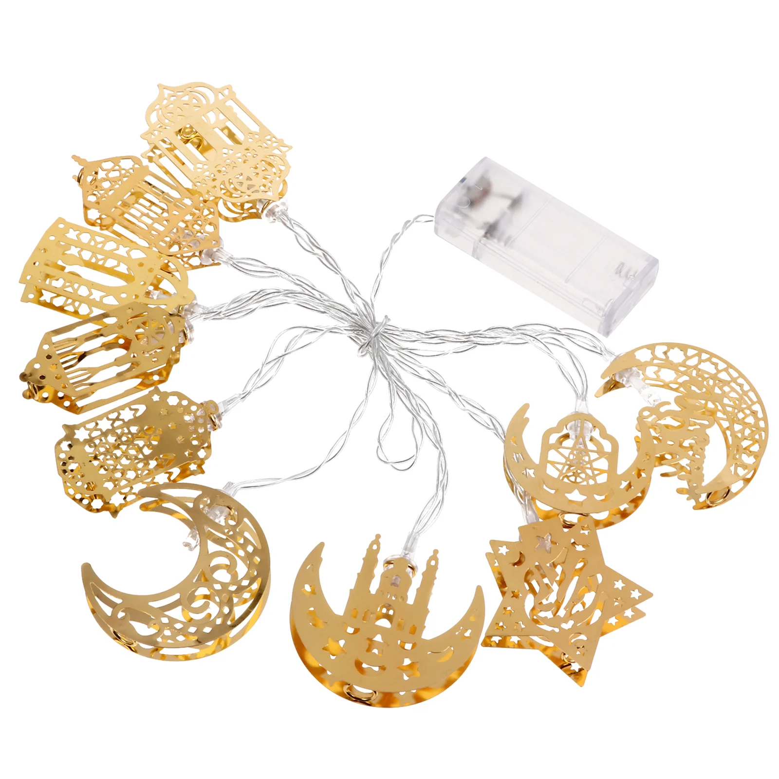 

1 Set Muslim Eid String Light Party Moon Star Lamps with Battery (Golden)