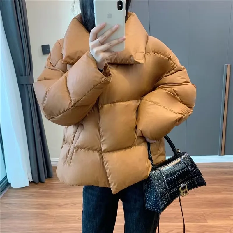 2023 Winter Fashion Women Goose Down Coat Short Parkas Jacket Thick Warm Clothing for Female Ladies Outerwear Plus Oversized