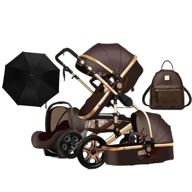 Luxurious babi stroller 3 in 1 Portable Travel Baby Carriage Folding Prams Aluminum Frame High Landscape Car for Newborn Baby images - 6