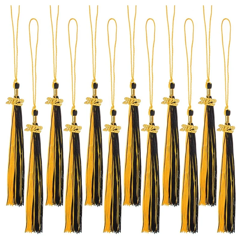 

12 шт. кисточки на выпускной с шармом 2022 для шапки на выпускной Шарм для церемонии выпускного вечера аксессуары (золото)