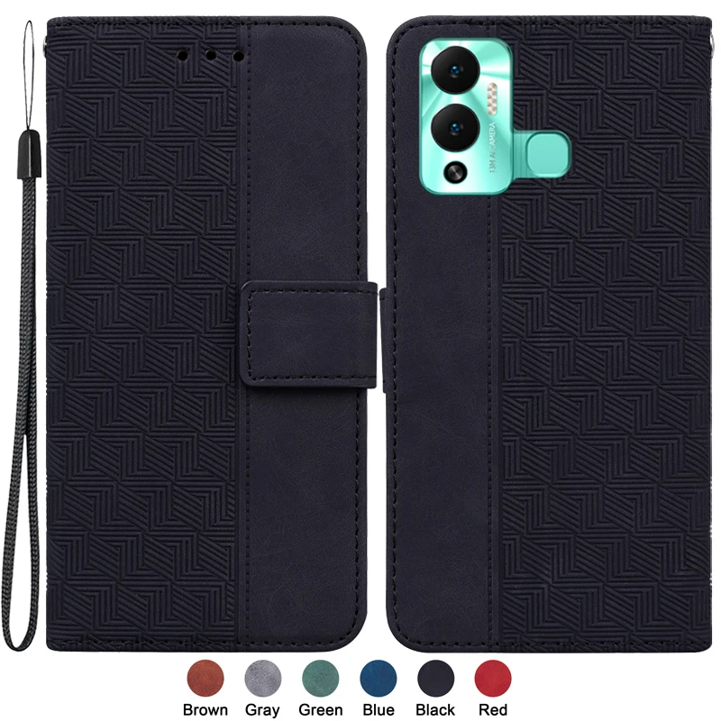 

For Infinix Hot 12 Play Leather Case on Infinix Hot12 Play 6.82" X6817 Case Fashion Magnetic Geometric Textile Wallet Book Cover