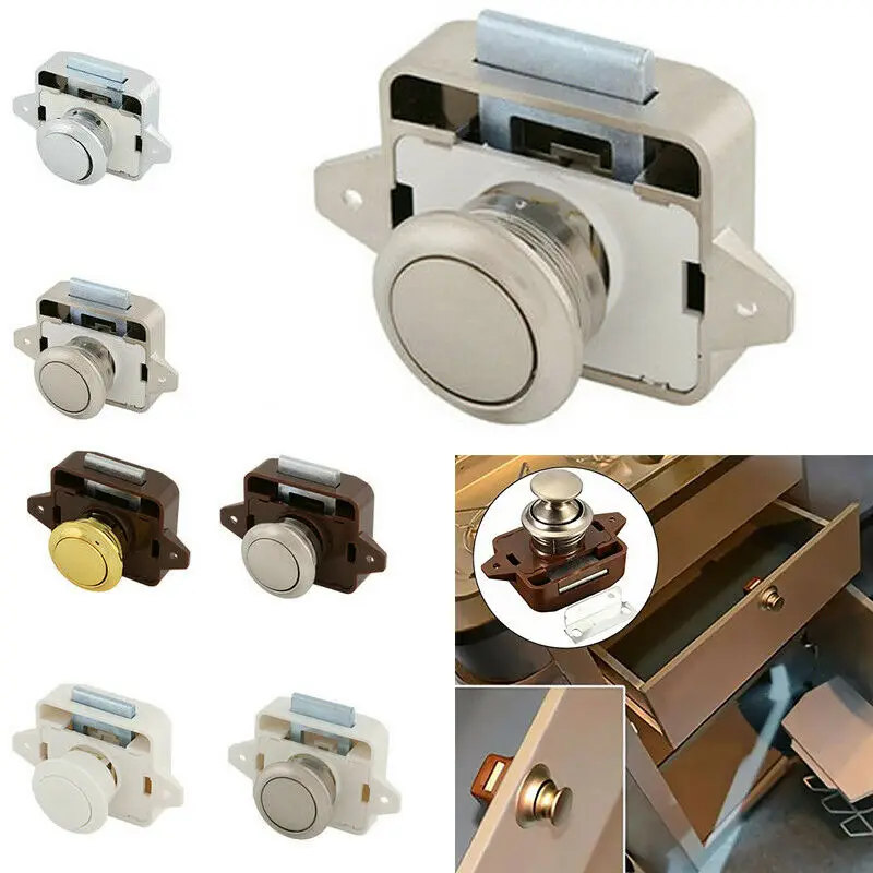 

Newest Diameter 20mm Camper Car Push Lock RV Caravan Boat Drawer Latch Button Locks For Furniture Hardware