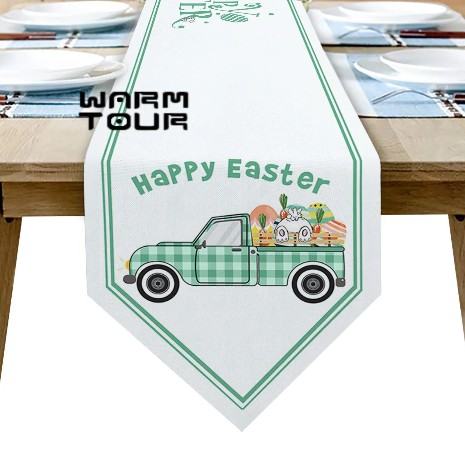 

Счастливая Пасха, клетчатая настольная дорожка в виде грузовика, роскошный свадебный фон, праздничный кухонный обеденный стол, декоративная подставка
