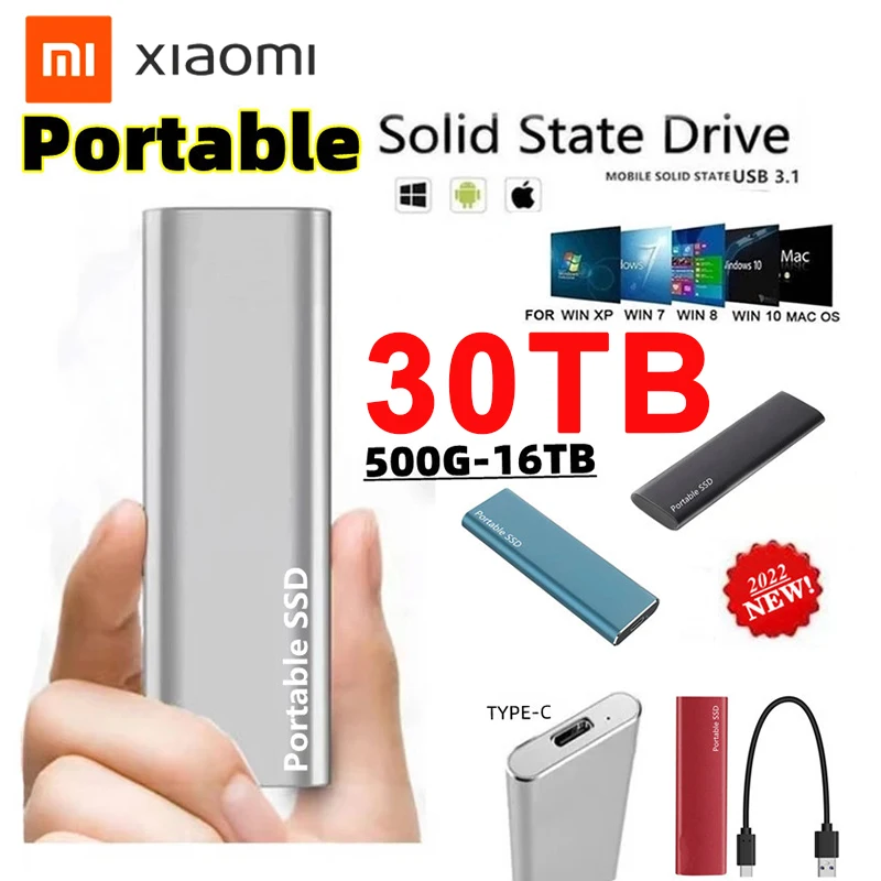 Xiaomi Original USB3.0 SSD 4TB 8TB External Hard Drive 16TB HD Externo USB HDD Storage Device Hard Drive For Desktop Notebook
