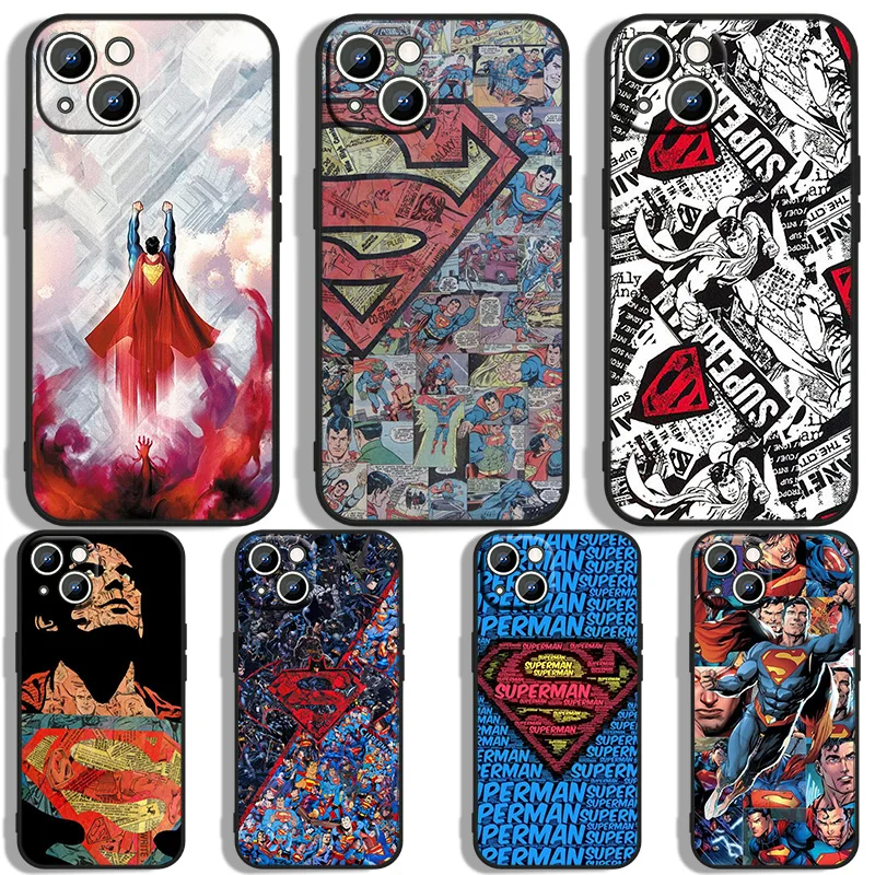 

Superhero Superman Phone Case For Apple iPhone 14 13 12 11 XS XR X 8 7 6 6S 5 5S SE Pro Max Plus mini Black Cover