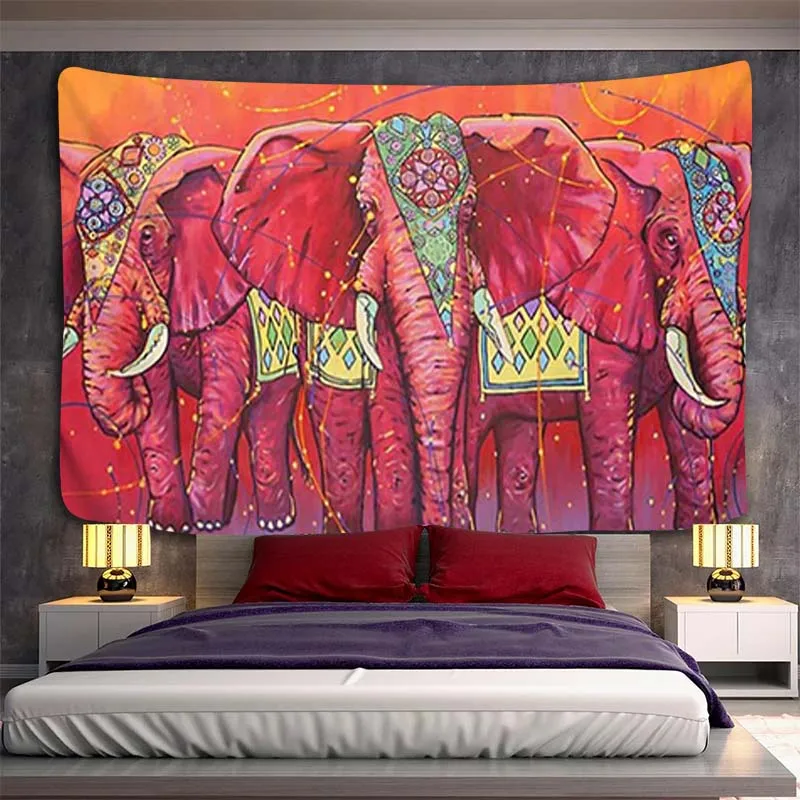 

Гобелен на заказ, эстетические головные уборы в виде слона, Настенный декор, аксессуары для украшения дома, гобелены, комната, спальня, подвесные декоративные