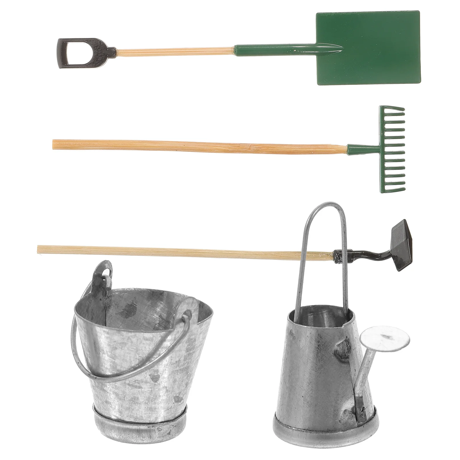 

1 Set of House Mini Garden Tools Set Miniature Farm Tools Miniature Watering Pot Spade Accessories
