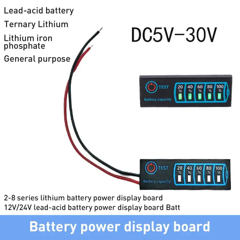 

Dc5-30v 12v 24v General Capacity Voltage Meter Universal Power Indicator Battery Level Indicator Car Accessories Dc5-30v12v24v