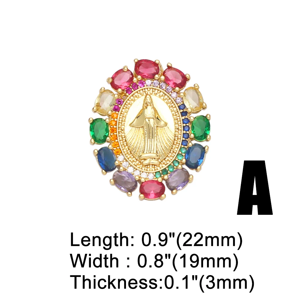 OCESRIO Радуга CZ Virgin Подвески &quotДева Мария&quot ожерелье из меди позолоченные крест