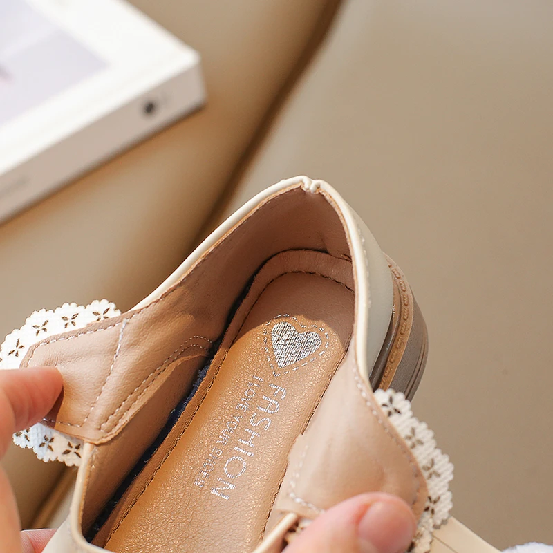 Бежевые Туфли Из Мягкой Кожи С Бантом Для Девочек 2–16 Лет Черная Модная Детская