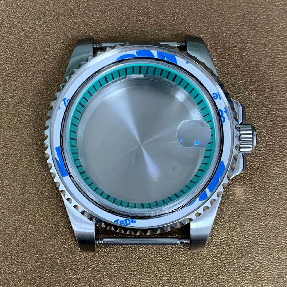 40mm Watch Case Fine Stainless Steel 316L Green Inner Ring Sapphire Glass Ceramic Rim Fit NH35 NH36 4R Automatic Movement