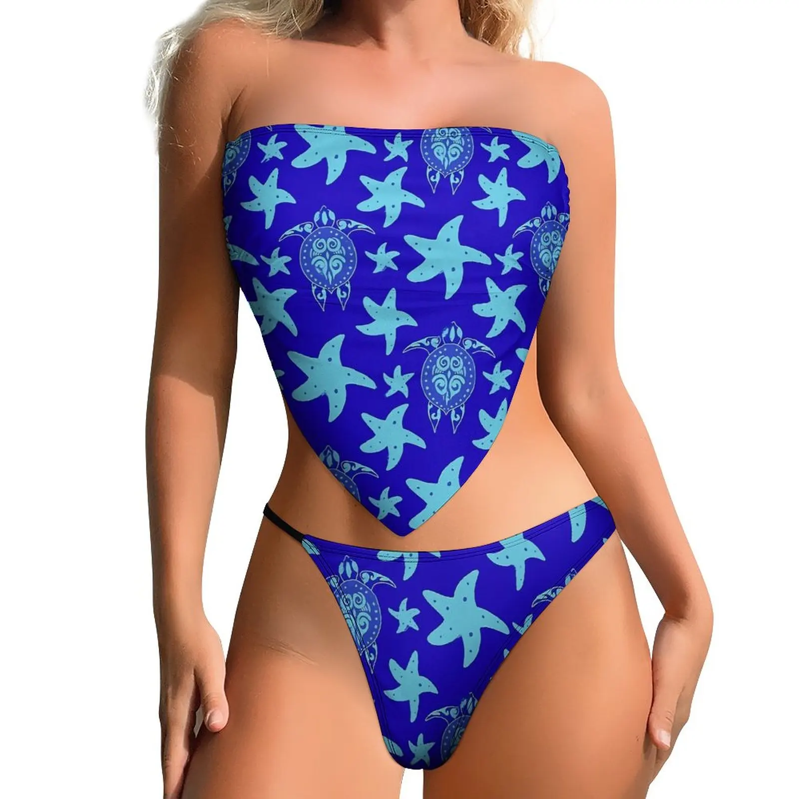 

Sexy Ocean Turtles Micro Bikinis Set Starfish Print Thong Bikini Swimsuit High Cut Y2K Push Up Swimwear Stylish Bathing Suit