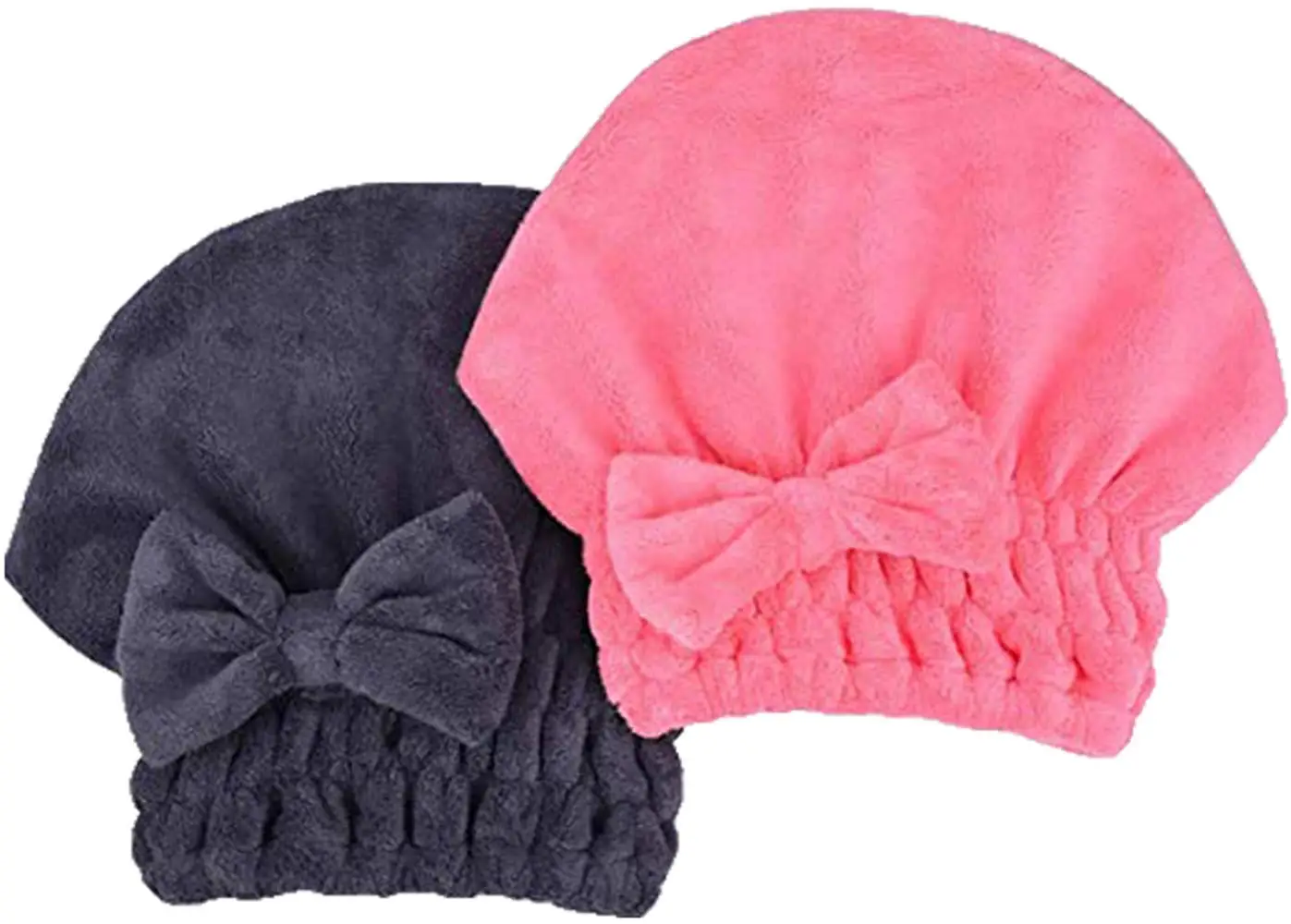 

Microfiber Hair Drying Towels Head wrap with Bow-Knot Shower Cap Hair Turban hairWrap Bath Cap for Curly Long Wet Hair 2pack