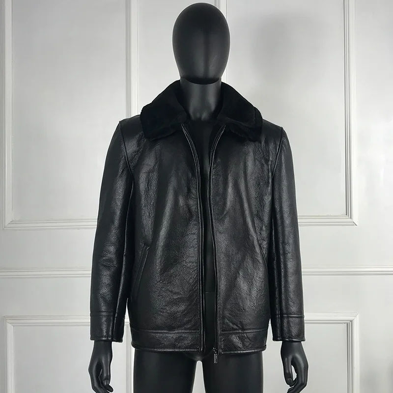 

Classic High Autumn quality High Men Jacket Jackets Winter Coats Windproof Black Quality Genuine Leather