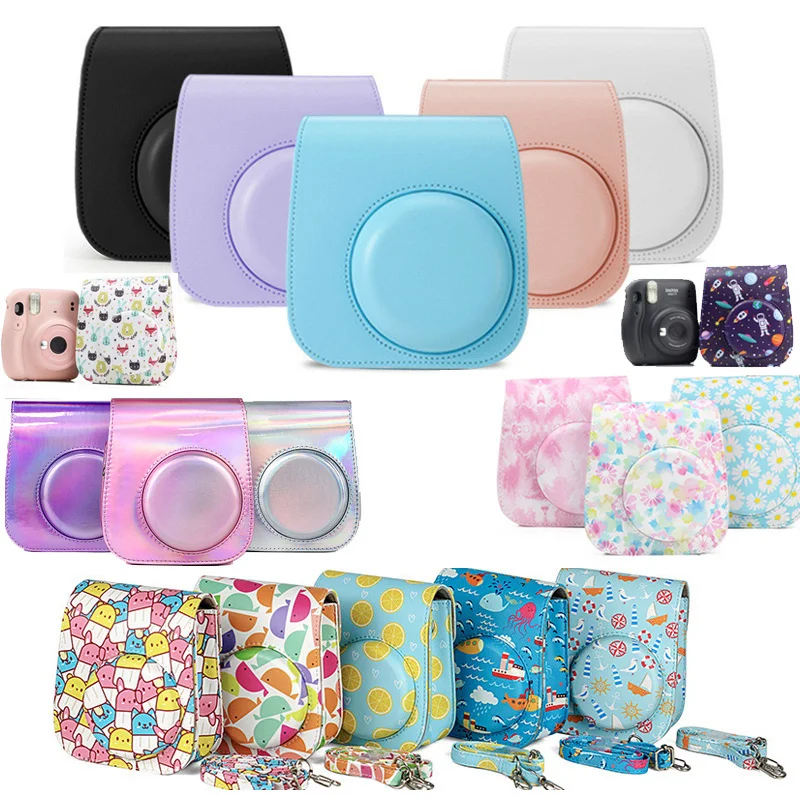 

Fashion Shoulder Camera Protective Case Colorful Patterns Leather Camera Bag For Fujifilm Instax Polaroid Mini11 Mini 11 Handbag
