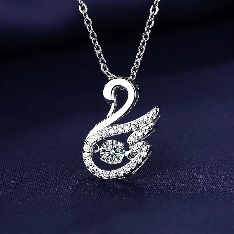 

Charm Crystal Swan Cz Zircon Pendant Necklace for Women Jewelry Fashion S999 Sterling Silver Necklace Girl Choker Lady 2022