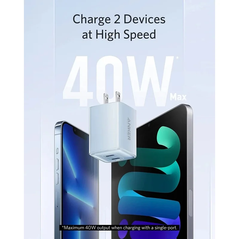Kup Ładowarka Anker 521 (Nano Pro),40W PIQ 3.0 Dual Port Kompaktowa Szybka ładowarka USB C, Dla IPhone 13/13 Mini,Xiaomi