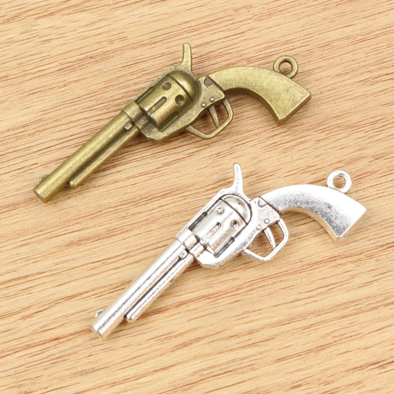 

3pcs 50x22mm Pistol Charms Bronze Antique Silver Plated Gun Handmade Charms Pendant DIY Jewelry Making Findings Accessories