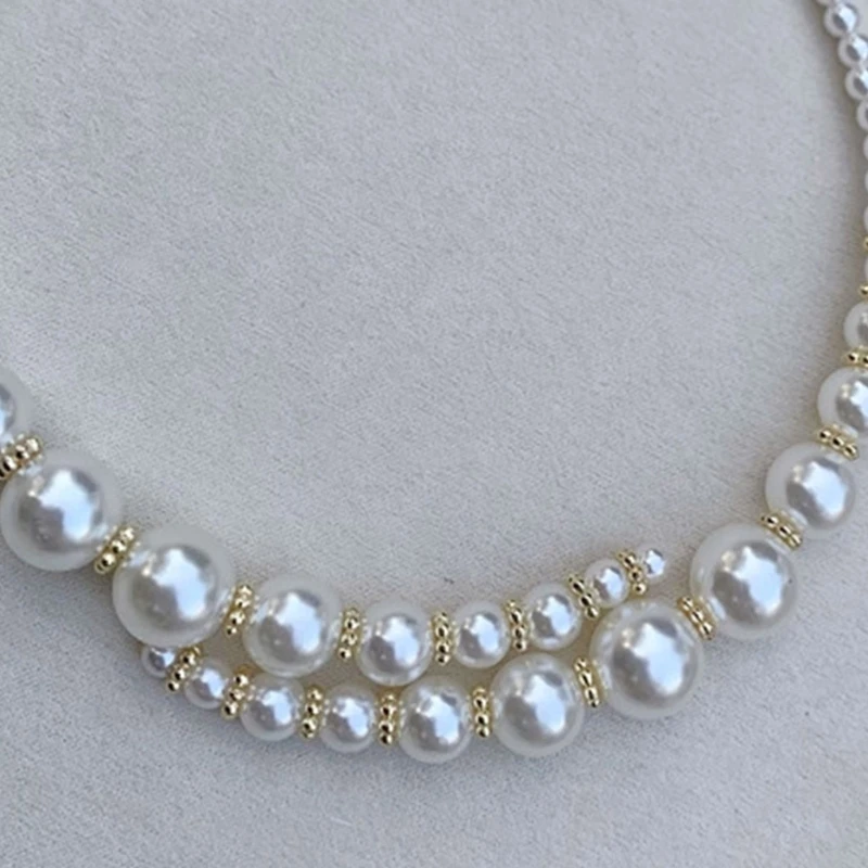 Регулируемый воротник ожерелье с искусственным жемчугом шейная цепочка для