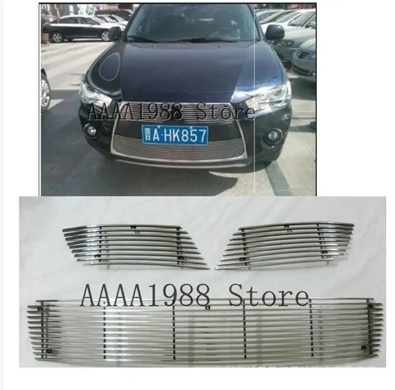 

Передние решетки, нержавеющая сталь, 3 шт., для Mitsubishi Outlander, 2010, 2011, 2012