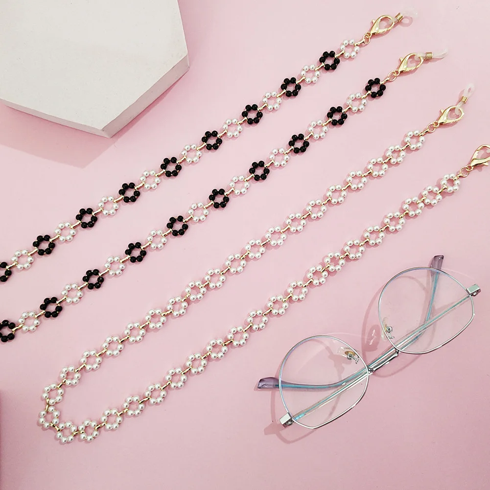 

Цепочка для очков женская с жемчужными цветами, Нескользящие шнуры ручной работы с бусинами, держатель для очков
